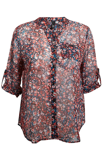 KUT from the Kloth Button Front Long Sleeve Sheer Blouse Slide 1