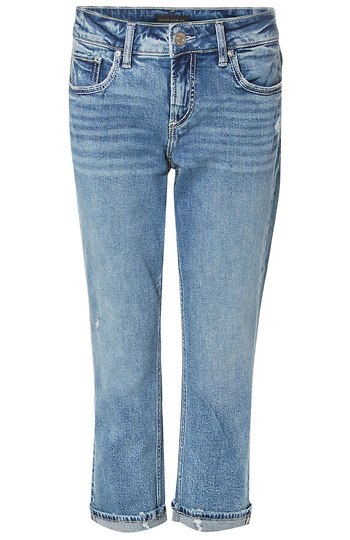 Silver Mid Rise Capri Denim Slide 1