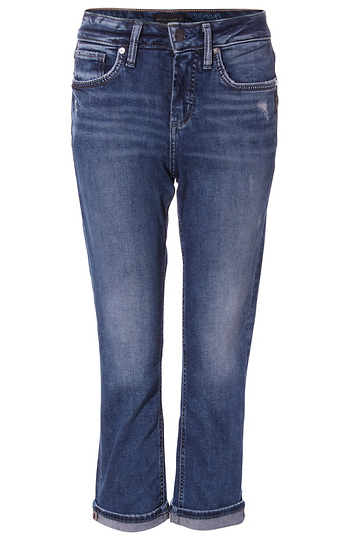 Silver Mid Rise Capri Jean Slide 1
