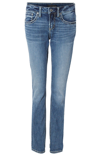 Silver Mid Rise Girlfriend Denim Slide 1