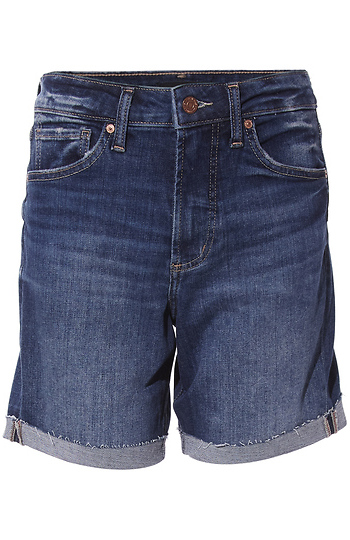Silver High Rise Cuffed Long Short Slide 1