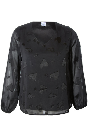 Balloon Sleeve Heart Blouse Slide 1
