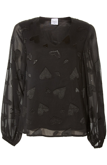 Balloon Sleeve Hearts Blouse Slide 1