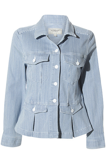 Liverpool Peplum Denim Jacket Slide 1