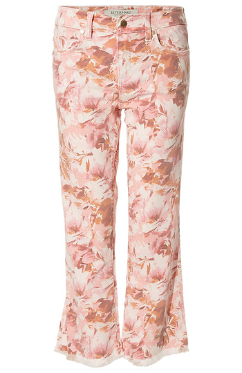 Liverpool Floral Cropped Flare Jean Slide 1