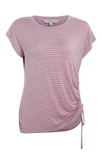 Liverpool Striped Tee with Side Cinch Slide 1