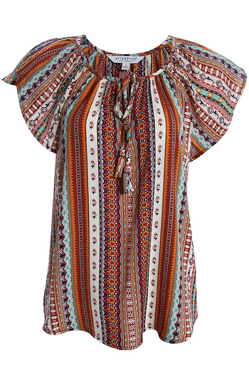 Liverpool Petal Sleeve Printed Top Slide 1