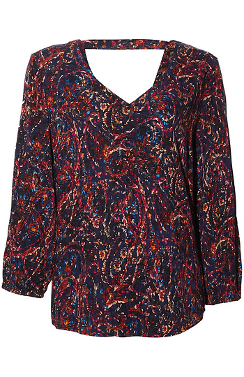 Liverpool Printed Double V-Neck Top Slide 1