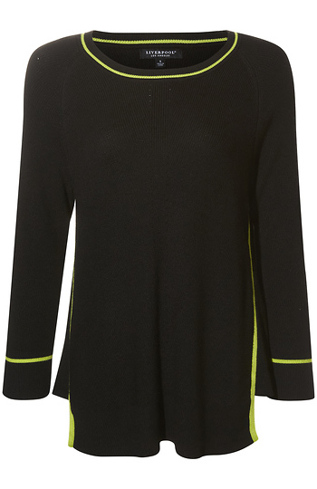 Liverpool Pointelle Crew Neck Sweater Top Slide 1