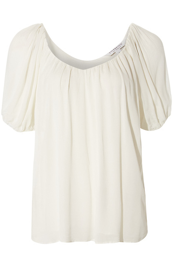 Liverpool Puff Sleeve Shirred Top Slide 1