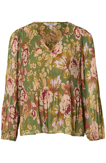 Liverpool Printed V-Neck Top Slide 1