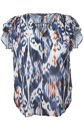 Liverpool Flutter Sleeve V-Neck Blouse Slide 1