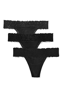 Kourtney Cotton Pack Thong Black Plus Slide 1