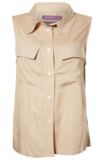 Sleeveless Button Up Shirt Slide 1