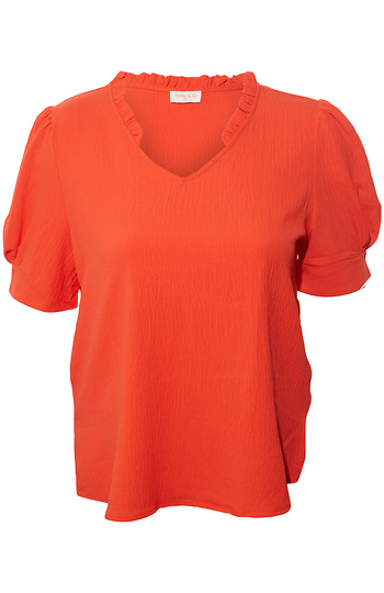 Ruffle Neck Puff Sleeve Blouse Slide 1