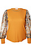 Floral Long Contrast Sleeve Top Thumb 1