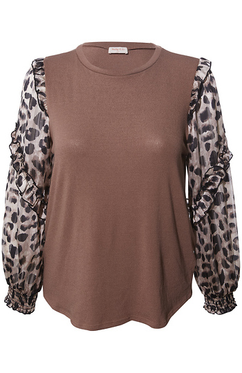 Leopard Print Sleeve Blouse Slide 1