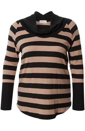 Striped Cowl Neck Sweater Slide 1