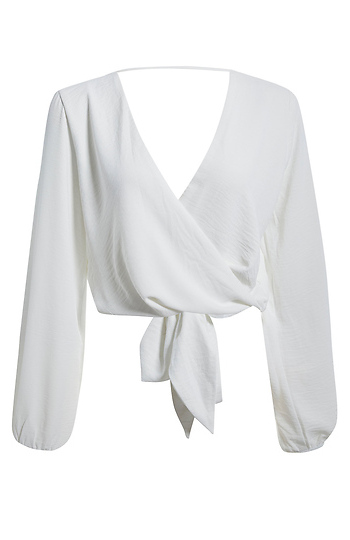 Cropped Surplice Blouse Slide 1