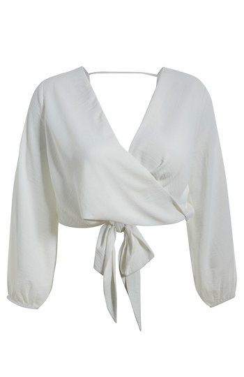 Cropped Surplice Blouse Slide 1