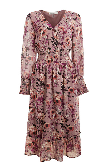 Smocked Floral Midi Dress Slide 1