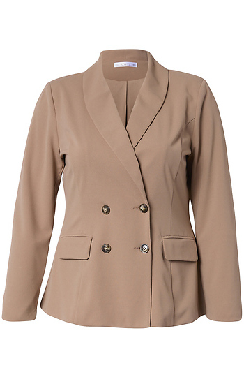 Solid Crepe Double Breasted Blazer Slide 1