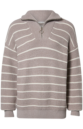 Striped Quarter Zip Pullover Slide 1