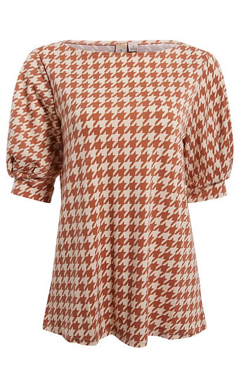 Puff Sleeve Printed Top Slide 1