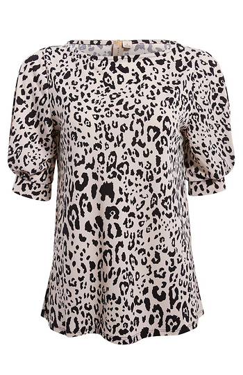 Puff Sleeve Printed Top Slide 1