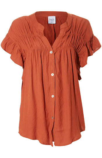 Ruffled Button Up Blouse Slide 1