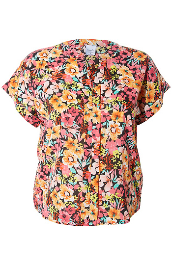Floral Split Neck Blouse Slide 1