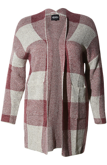 Plaid Open Front Cardigan Slide 1