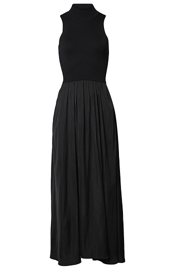 Satin Knit Contrast Dress Slide 1