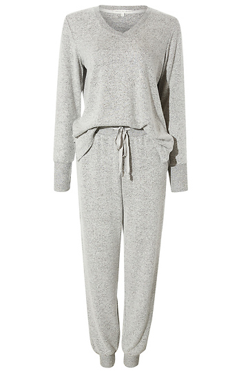 V-Neck Knit Jogger Set Slide 1