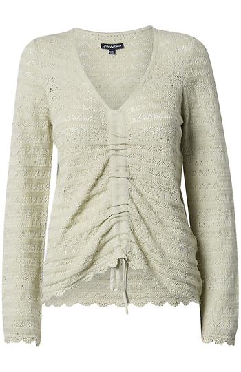 Ruched Front Long Sleeve Sweater Slide 1