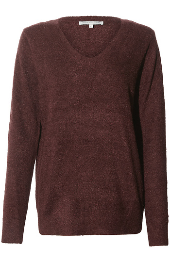 Feather Yarn V-Neck Sweater Slide 1