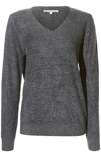 Feather Yarn V-Neck Sweater Slide 1