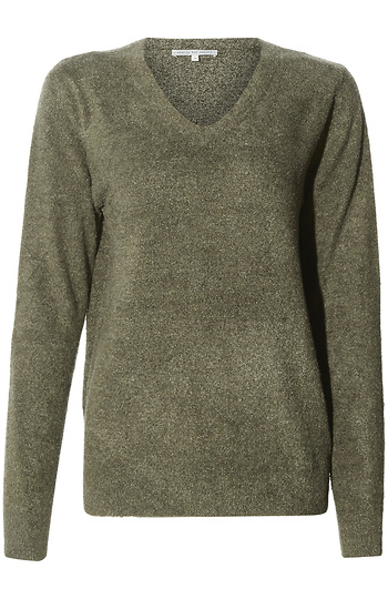 Feather Yarn V-Neck Sweater Slide 1