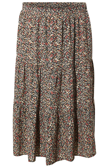 Pull on Floral Midi Skirt Slide 1