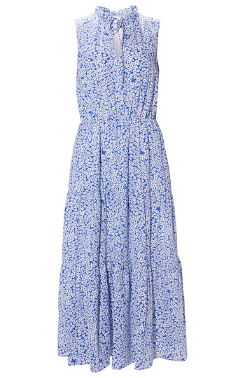 Split Neck Floral Midi Dress Slide 1