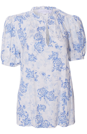 Floral Split Neck Blouse Slide 1
