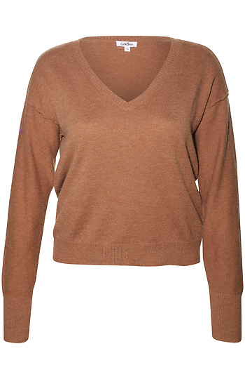 V-Neck Sweater with Exposed Seams Slide 1