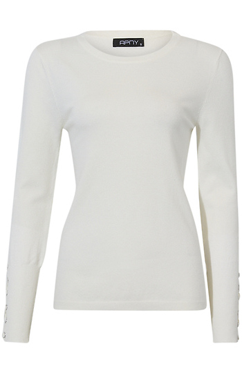 Crew Neck Sweater w/Grommet Sleeve Detail Slide 1