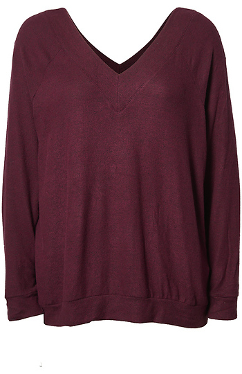 Double V Neck Long Sleeve Top Slide 1