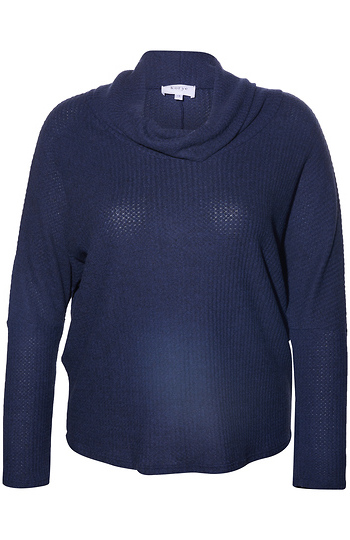 Cowl Neck Brushed Waffle Knit Top Slide 1