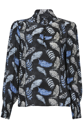 Puff Sleeve Blouse W/Ruched Detail Slide 1