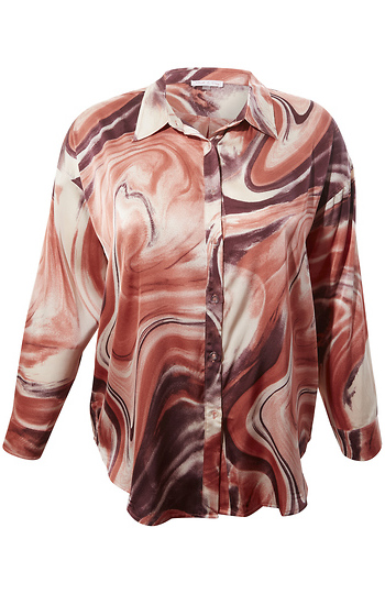Marble Print Button Up Shirt Slide 1