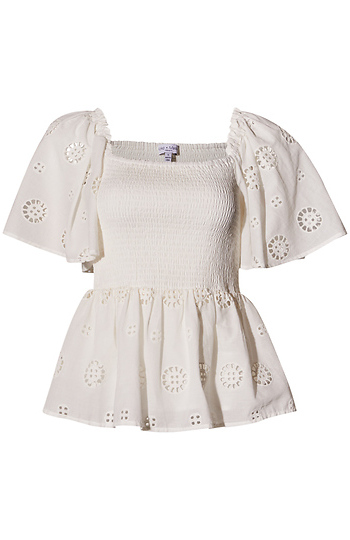 Peplum Eyelet Top Slide 1
