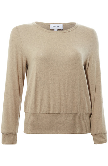 Ribbed Contrast Long Sleeve Knit Top Slide 1