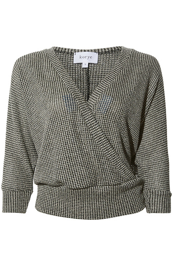 Surplice 3/4 Sleeve Waffle Top Slide 1